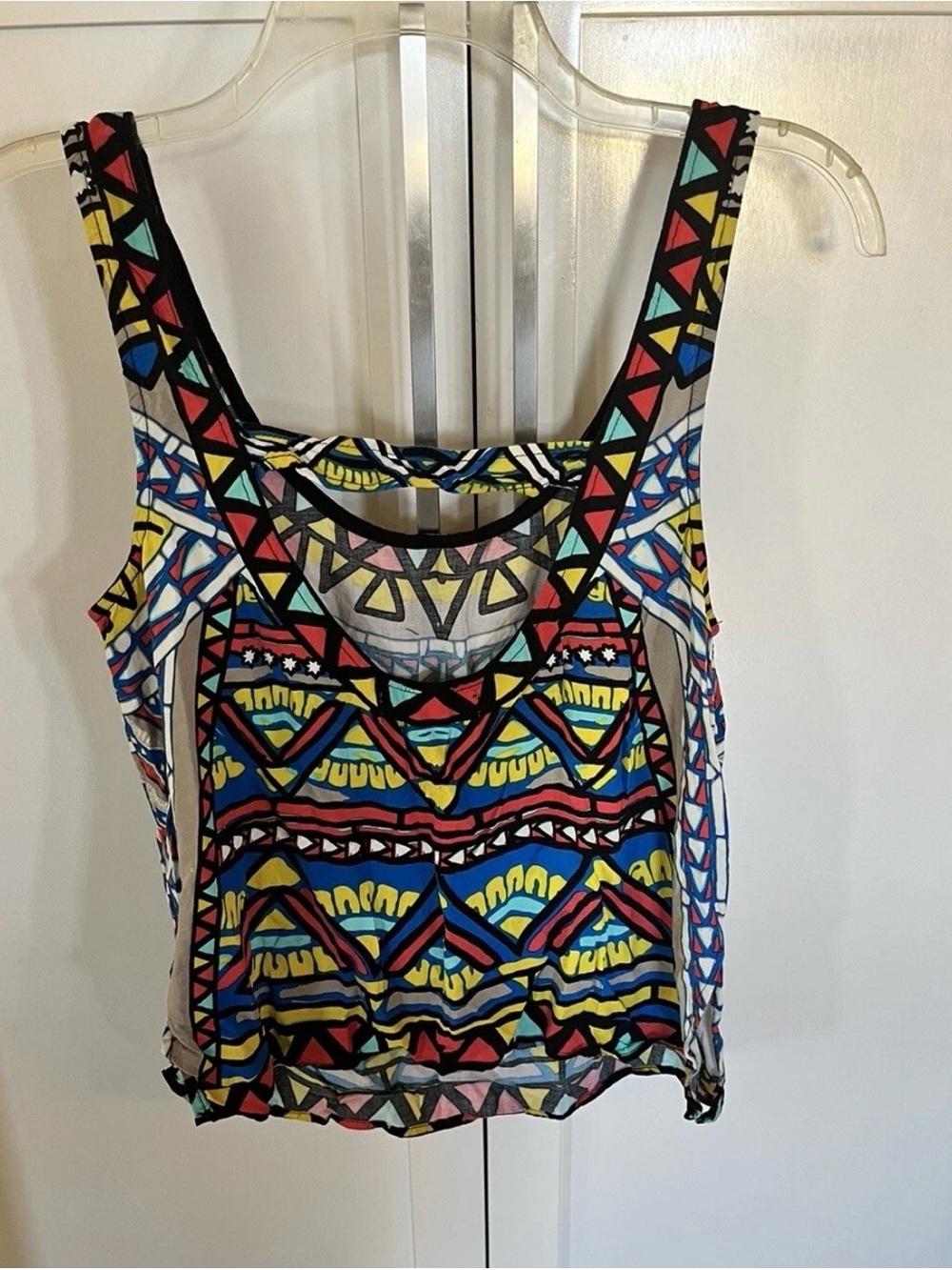 Flying Tomato Tribal Geometric Tank Top in Blue, Yellow, Red, Black & Cream - Picture 2 of 11